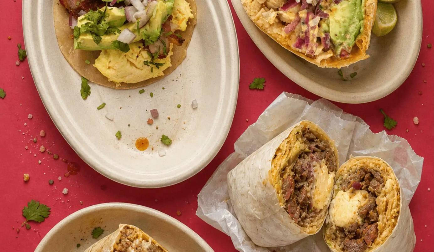 Breakfast burritos and tacos from Tacos El Gringo